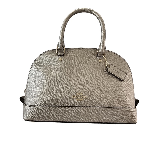 Coach Mini Sierra Dome Satchel Crossgrain Metallic Light Gold Leather F22315 - Picture 4 of 9